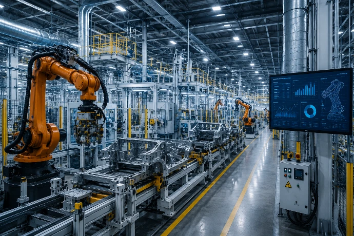Linha de produção industrial automatizada