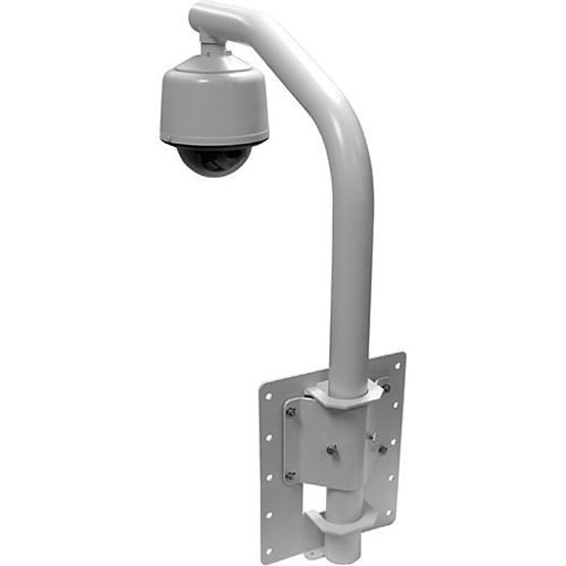 Pole mount adapter. Minimum pole diameter 1.5-inches. Mounting straps included. White