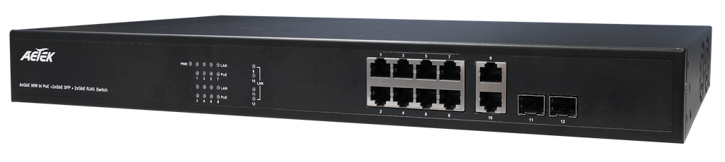 [C42-084-91-770] bt PoE Switch
• 8xGbE bt PoE + 2xGbE RJ45 + 2xGbE SFP Switch
• 720W Power Budget