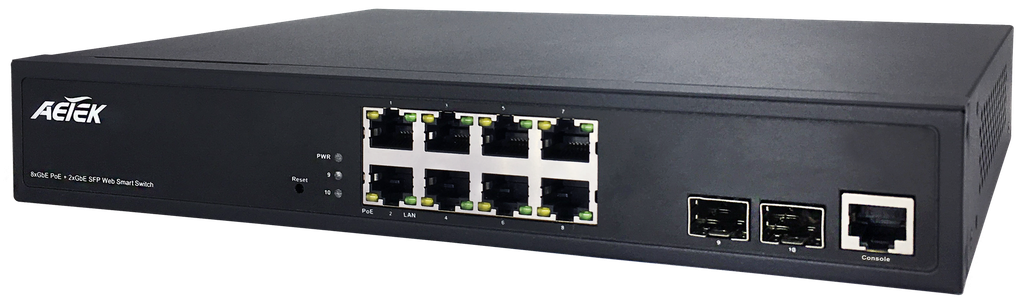 8x30W PoE, 2xSFP L2 PRO PoE Switch 
Network Topology System (NTS) software 
Total power budget: 130W
6KV PoE surge protection