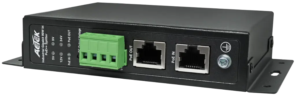 Industrial Gigabit 802.3bt PoE++ Splitter
2x 10/100/1000Mbps RJ45 Port
1x DC power output interface
