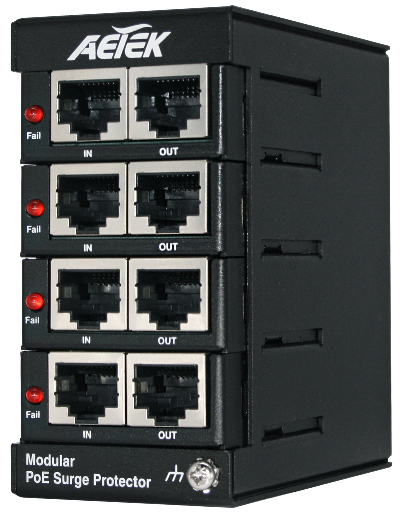 4-CH Modulalize PoE Surge protector
10KA/20KV
802.3af/802.3at/802.3bt/UPoE
1G/2.5G